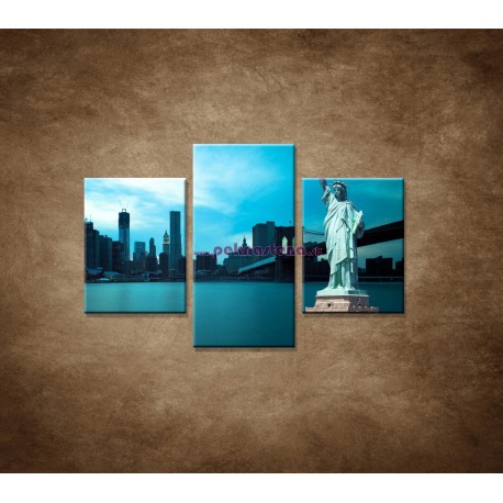 Obrazy na stenu - Manhattan a Socha Slobody  - 3dielny 90x60cm