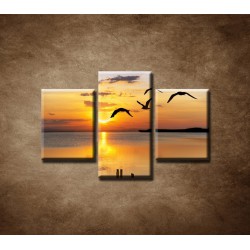 Obrazy na stenu - Západ slnka nad morom - 3dielny 90x60cm