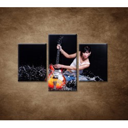 Obrazy na stenu  - Gitaristka - 3dielny 90x60cm