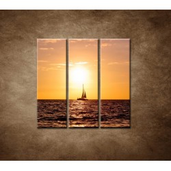 Obrazy na stenu - Západ slnka s jachtou - 3dielny 90x90cm