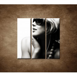 Obrazy na stenu - Žena v okuliaroch - 3dielny 90x90cm