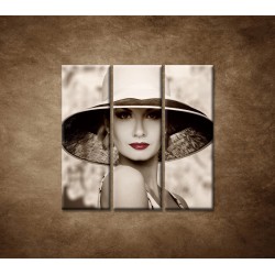 Obrazy na stenu - Žena v klobúku - 3dielny 90x90cm