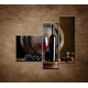 Obrazy na stenu - Fľaša červeného vína - 3dielny 110x90cm
