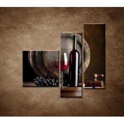 Obrazy na stenu - Fľaša červeného vína - 3dielny 110x90cm