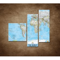 Obrazy na stenu - Politická mapa sveta - 3dielny 110x90cm