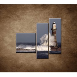 Obrazy na stenu - Maják s vlnami - 3dielny 110x90cm