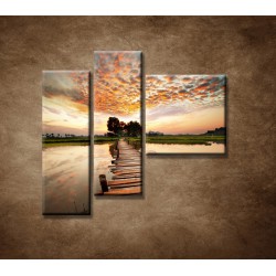 Obrazy na stenu - Západ slnka nad riekou - 3dielny 110x90cm