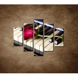 Obrazy na stenu - Ruža na klavíri - 5dielny 100x80cm