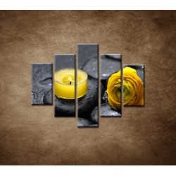 Obrazy na stenu - Žltá sviečka a kvet - 5dielny 100x80cm
