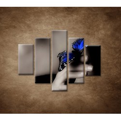Obrazy na stenu - Modrý motýľ - 5dielny 100x80cm