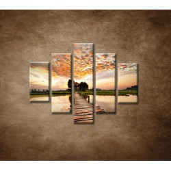 Obrazy na stenu - Západ slnka nad riekou - 5dielny 100x80cm