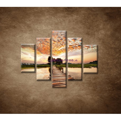 Obrazy na stenu - Západ slnka nad riekou - 5dielny 100x80cm