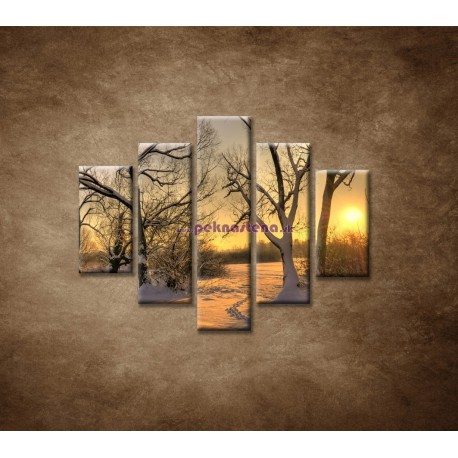 Obrazy na stenu - Krajina v zime - 5dielny 100x80cm