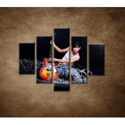 Obrazy na stenu - Gitaristka - 5dielny 100x80cm