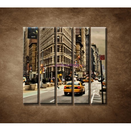 Obrazy na stenu - Žehlička - New York - 5dielny 100x100cm