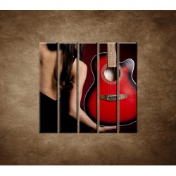 Obrazy na stenu - Žena s gitarou - 5dielny 100x100cm