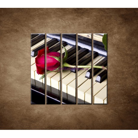 Obrazy na stenu - Ruža na klavíri - 5dielny 100x100cm