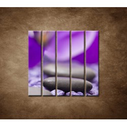 Obrazy na stenu - Kamene s fialovým kvetom - 5dielny 100x100cm