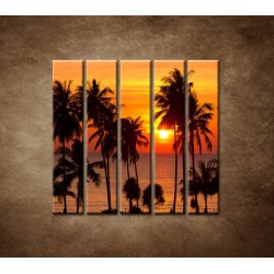 Obrazy na stenu - Západ slnka s palmami - 5dielny 100x100cm