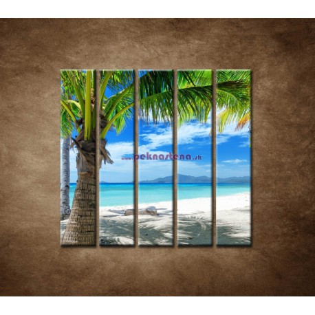 Obrazy na stenu - Pláž s palmou - 5dielny 100x100cm