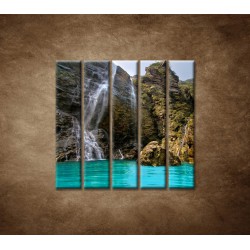 Obrazy na stenu - Prírodný vodopád - 5dielny 100x100cm