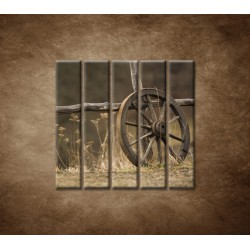 Obrazy na stenu - Staré koleso - 5dielny 100x100cm