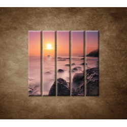 Obrazy na stenu - Východ slnka na pobreží - 5dielny 100x100cm