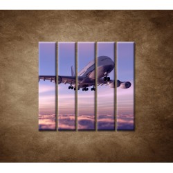 Obrazy na stenu - Lietadlo v oblakoch - 5dielny 100x100cm