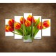 Obrazy na stenu - Červené tulipány - 5dielny 150x100cm