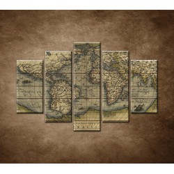 Obrazy na stenu - Antická mapa sveta r.1570 - 5dielny 150x100cm