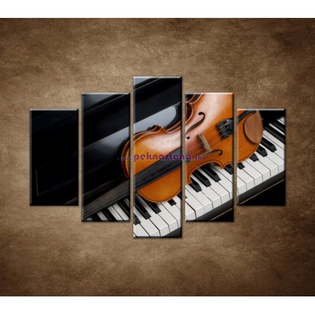 Obrazy na stenu - Husle a klavír - 5dielny 150x100cm