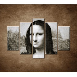 Obrazy na stenu - Čiernobiela Mona Lisa - 5dielny 150x100cm