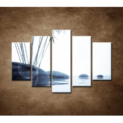 Obrazy na stenu - Bambus a kamene  na vode - 5dielny 150x100cm