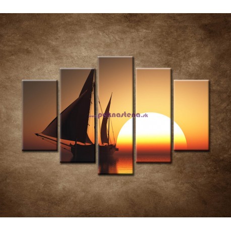 Obrazy na stenu - Západ slnka na mori - 5dielny 150x100cm
