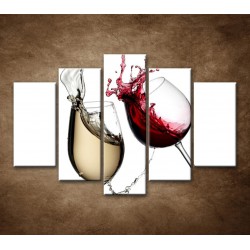 Obrazy na stenu - Biele a červené víno - 5dielny 150x100cm