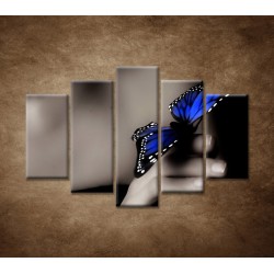 Obrazy na stenu - Modrý motýľ - 5dielny 150x100cm