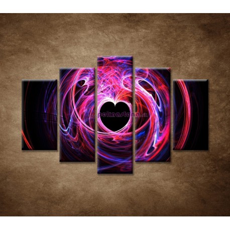 Obrazy na stenu - 3D srdce - 5dielny 150x100cm