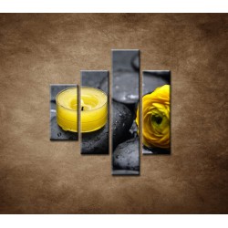 Obrazy na stenu - Žltá sviečka a kvet - 4dielny 80x90cm