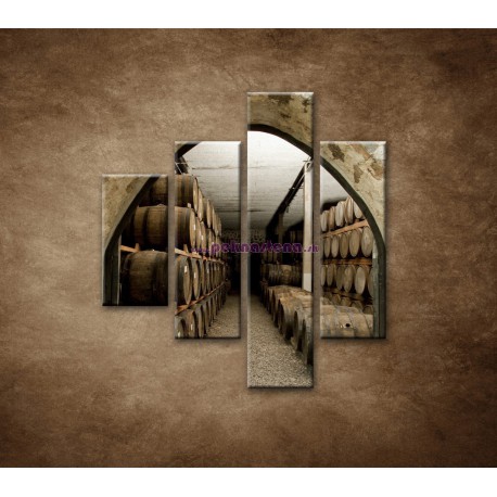 Obrazy na stenu - Sudy v pivnici - 4dielny 80x90cm