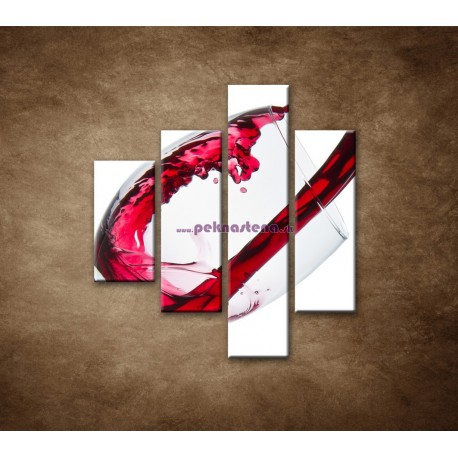 Obrazy na stenu - Červené víno- 4dielny 80x90cm