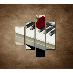 Obrazy na stenu - Piano a ruža - 4dielny 80x90cm
