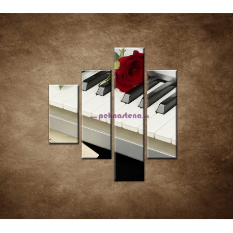 Obrazy na stenu - Piano a ruža - 4dielny 80x90cm
