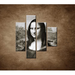 Obrazy na stenu - Čiernobiela Mona Lisa - 4dielny 80x90cm