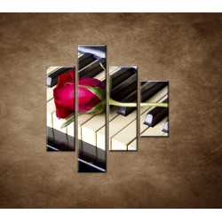 Obrazy na stenu - Ruža na klavíri - 4dielny 80x90cm