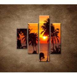 Obrazy na stenu - Západ slnka s palmami- 4dielny 80x90cm