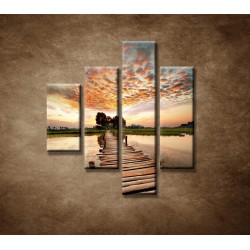 Obrazy na stenu - Západ slnka nad riekou - 4dielny 80x90cm