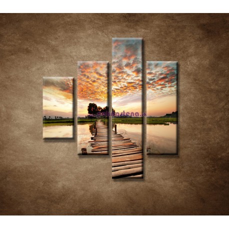 Obrazy na stenu - Západ slnka nad riekou - 4dielny 80x90cm
