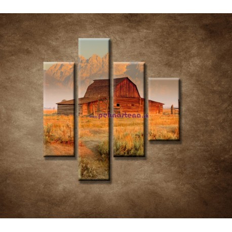 Obrazy na stenu - Stará stodola - 4dielny 80x90cm