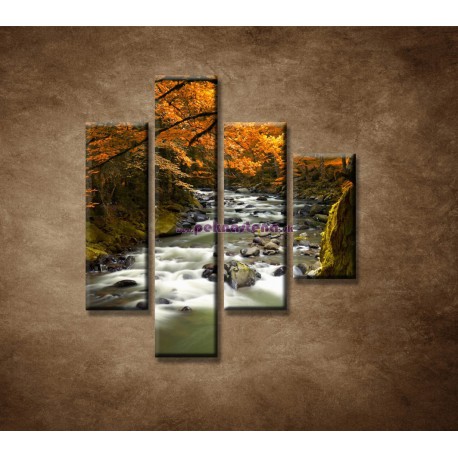 Obrazy na stenu - Jesenná krajina - 4dielny 80x90cm