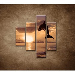 Obrazy na stenu - Skákajúci delfín - 4dielny 80x90cm